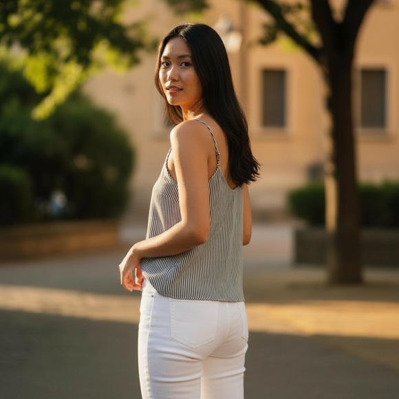 NWOT Old Navy Striped Henley Spaghetti Strap Camisole Tank Top - Picture 3 of 9